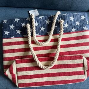 Patriotic Red, White, and Blue Canvas Tote Bag. New!